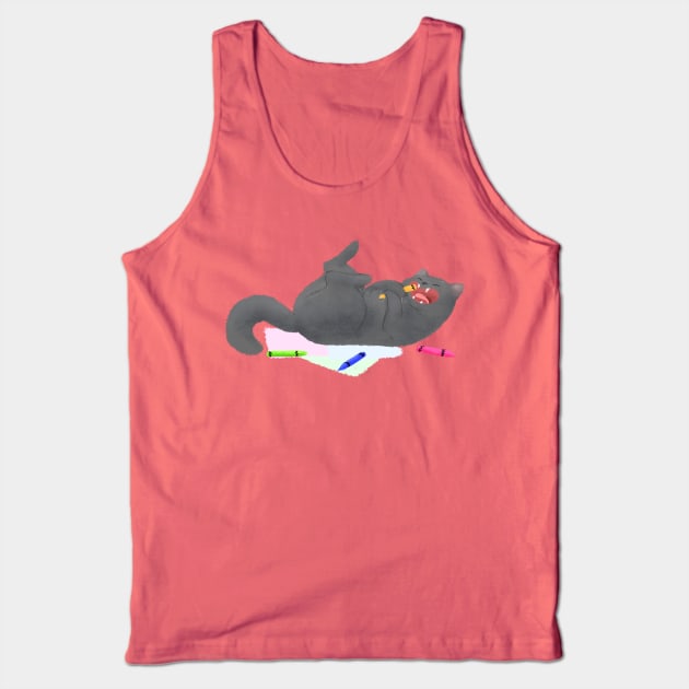 Crayon-crazed Kitty Tank Top by SarahWrightArt